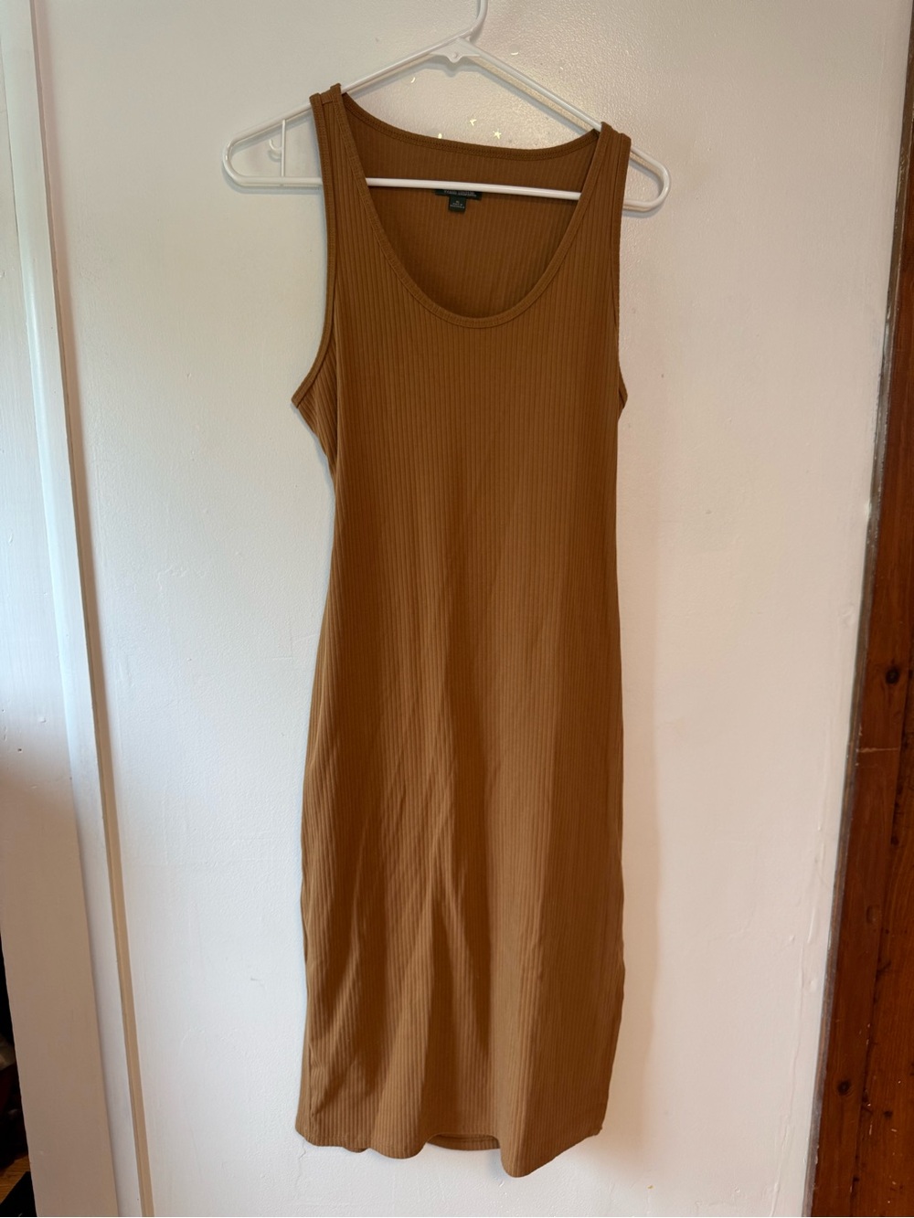 wild fable Ribbed Midi Tank Dress in Camel Brown
